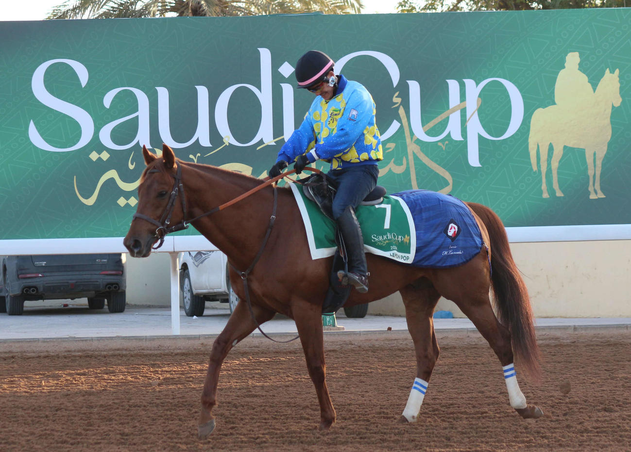 21日朝、追い切りに向かうレモンポップ（撮影・木南友輔）