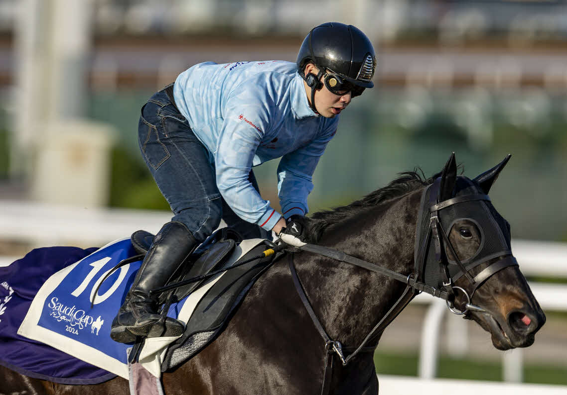 21日、ダートコースで調整するララクリスティーヌ（（C）Jockey Club of Saudi Arabia）