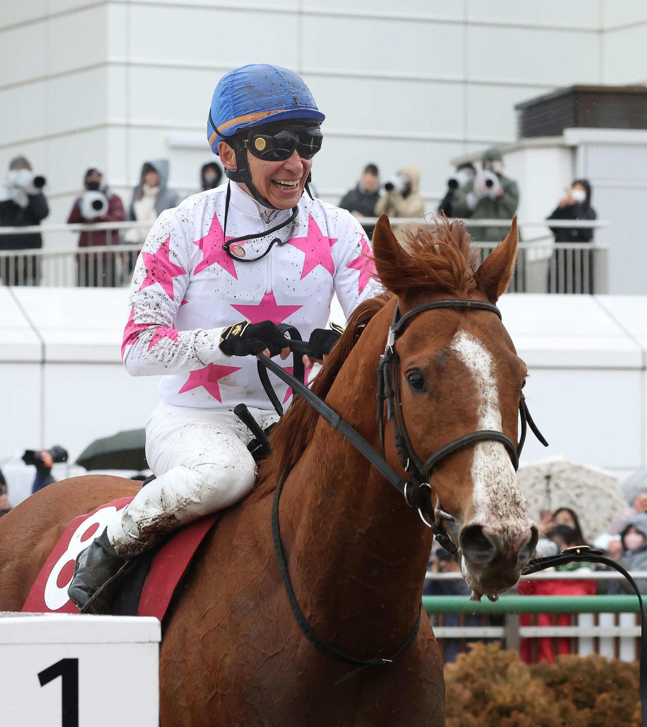 中山記念を制したマテンロウスカイと横山典騎手（撮影・丹羽敏通）