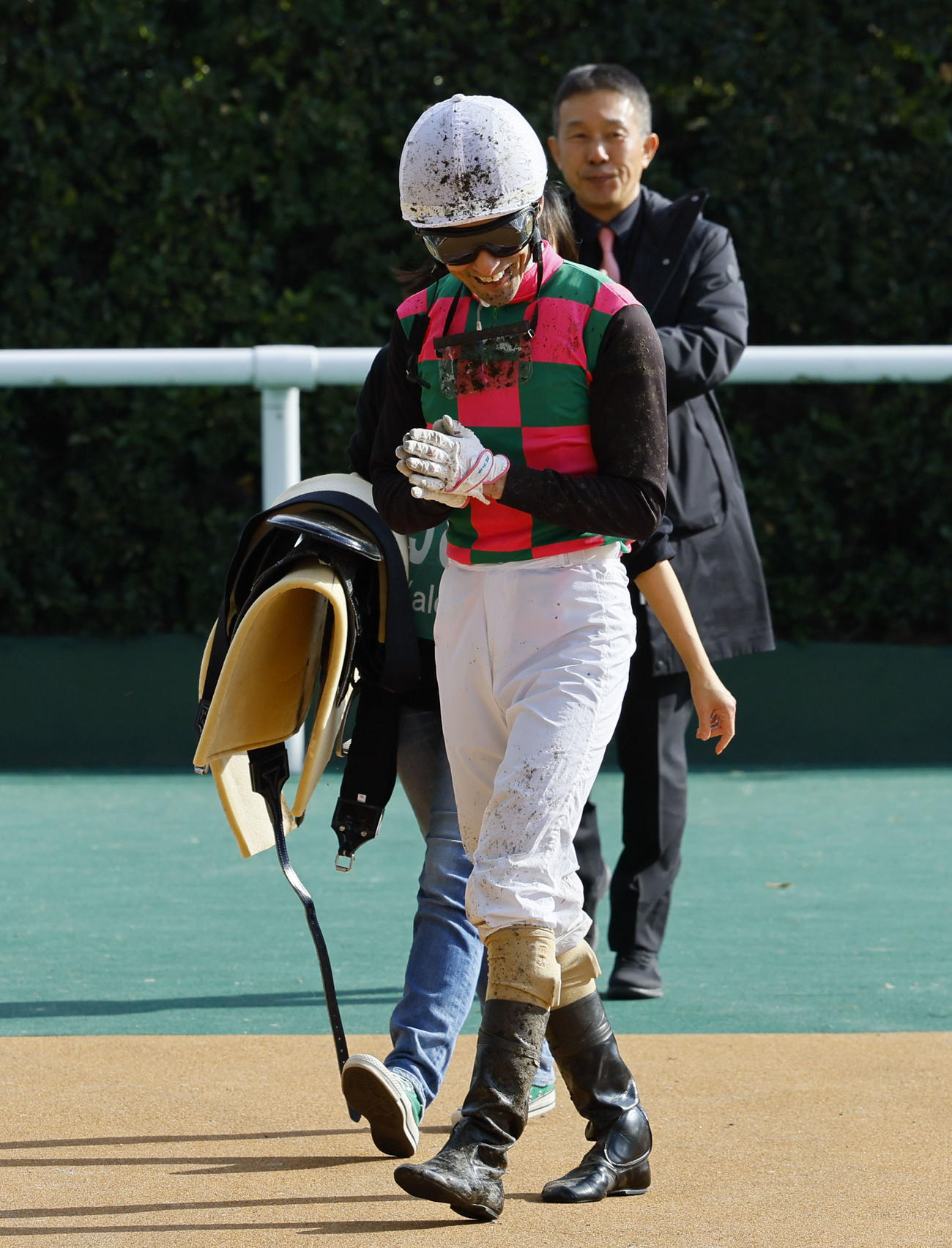 11R下関ステークス　ダンツイノーバで現役最後の騎乗を終えた秋山真一郎騎手（撮影・藤尾明華）