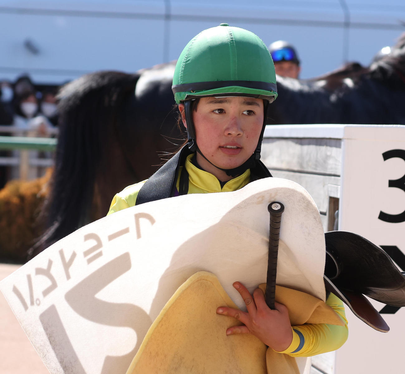 中山5R、2着パストラーレの大江原比呂騎手（撮影・柴田隆二）