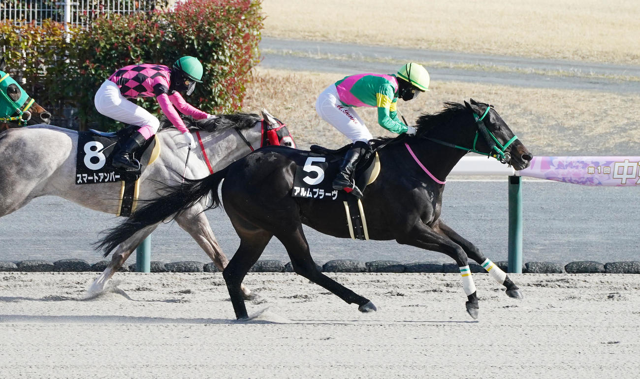 中京11R、中京スポーツ杯を制したアルムブラーヴ（右）（撮影・森本幸一）