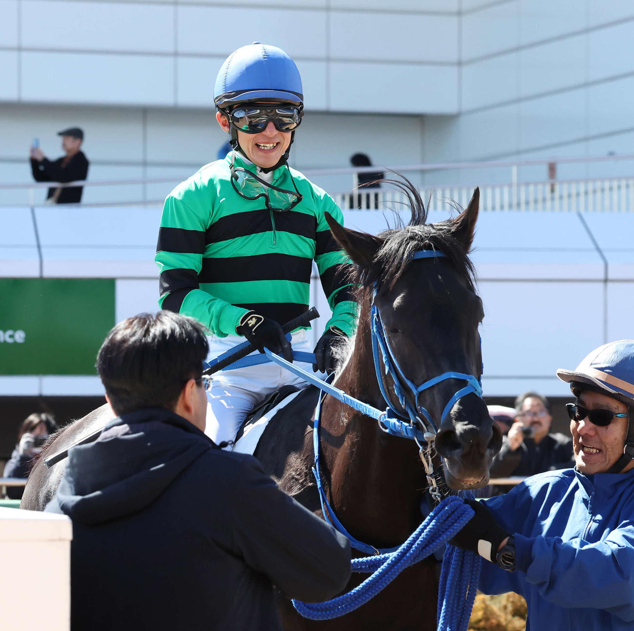 中山4R障害未勝利を制したブリエヴェールと石神深一騎手（撮影・丹羽敏通）