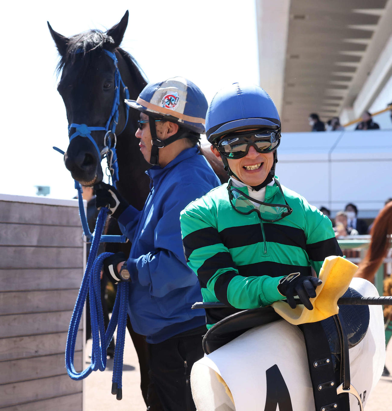 中山4R障害未勝利を制したブリエヴェールと石神深一騎手（撮影・丹羽敏通）