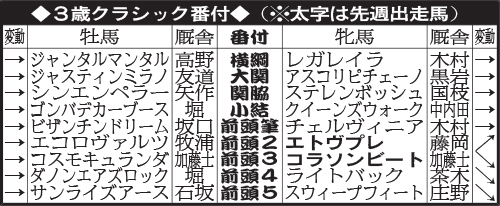 3歳クラシック番付