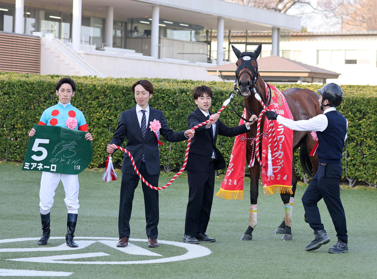 フラワーCを制したミアネーロと津村明秀騎手（撮影・鈴木正人）