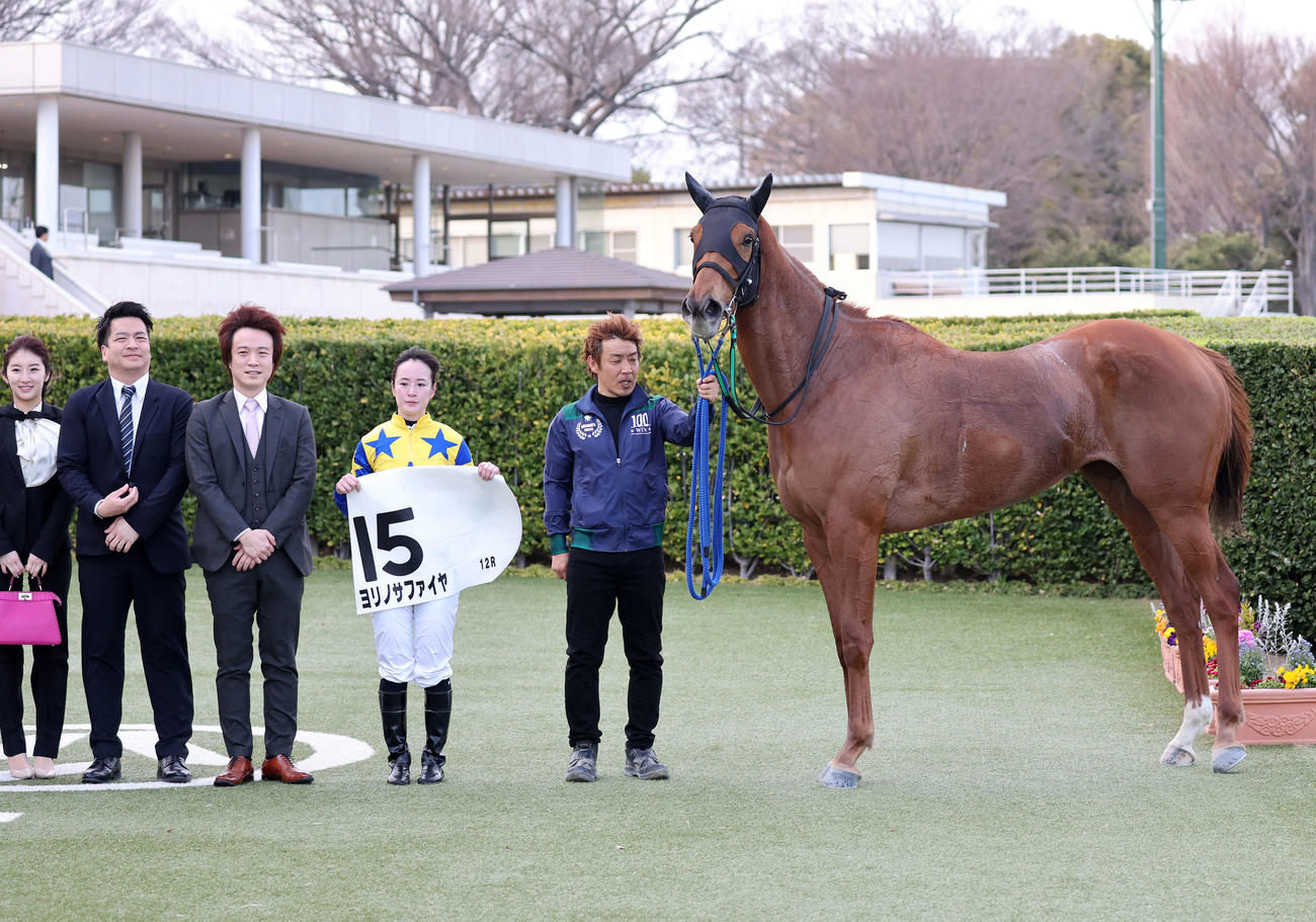 4歳上2勝クラスを制したヨリノサファイヤと藤田菜七子騎手（撮影・鈴木正人）