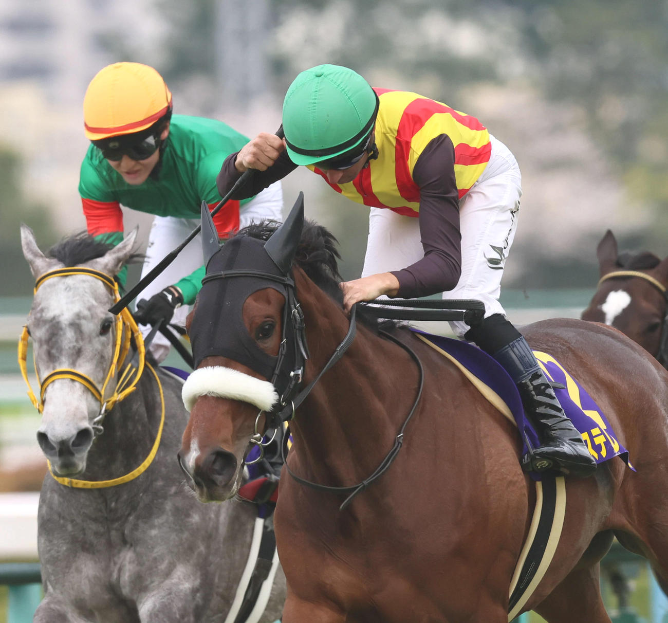 ステレンボッシュで桜花賞を制しガッツポーズを見せるJ・モレイラ騎手（撮影・加藤哉）