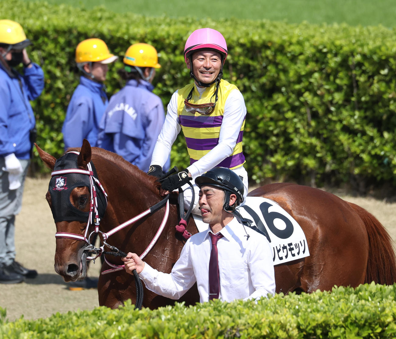 現役最後のレースとなった中山7R、ニシノピウモッソで2着だった勝浦騎手（撮影・柴田隆二）