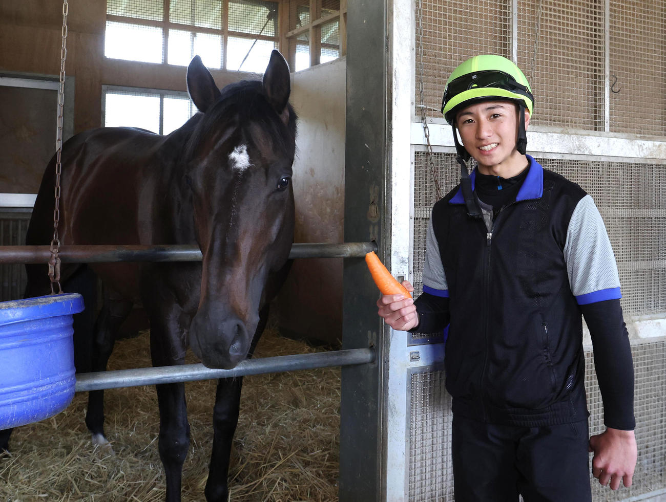 ボルザコフスキーとマイラーズCに挑むルーキーの吉村騎手（撮影・白石智彦）