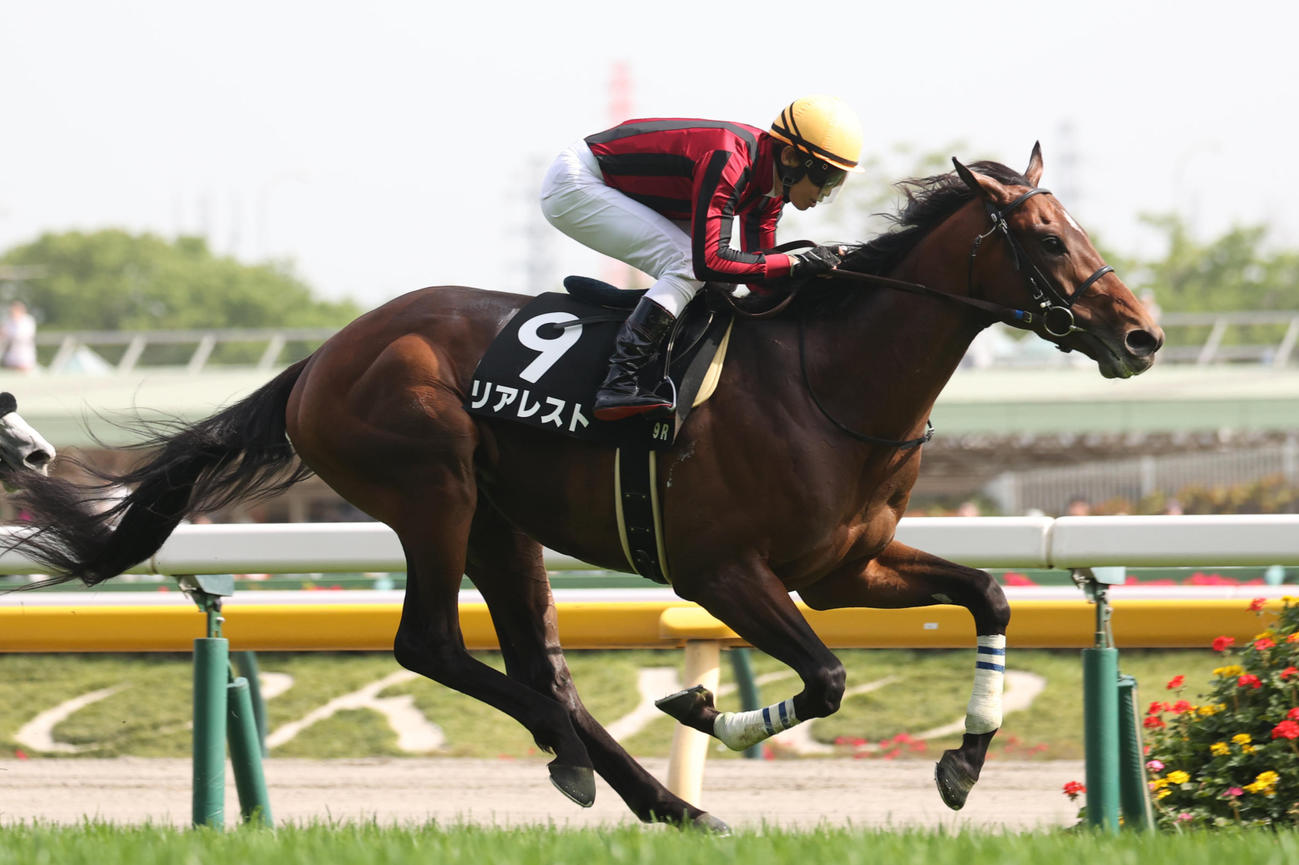 新緑賞を制したリアレストと田辺騎手（撮影・柴田隆二）