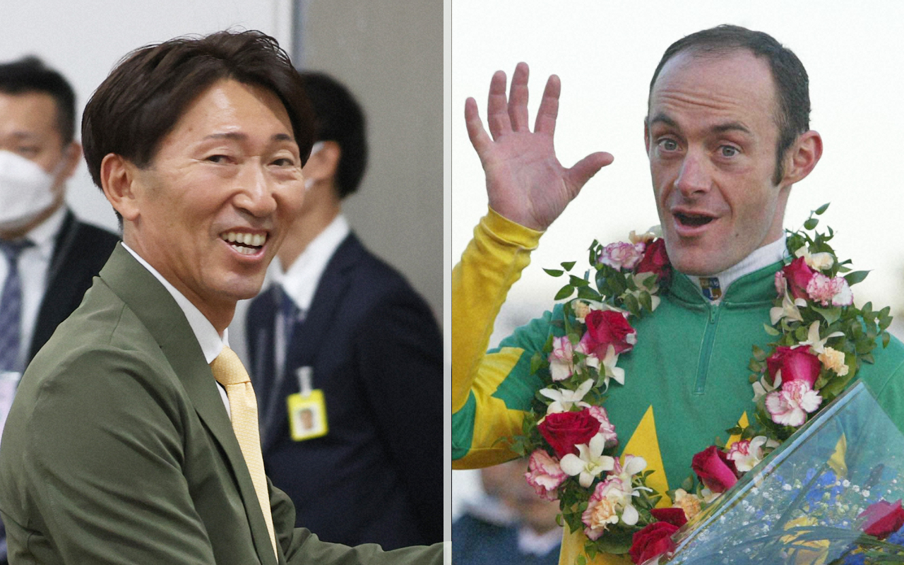 蛯名正師（左）とペリエ騎手