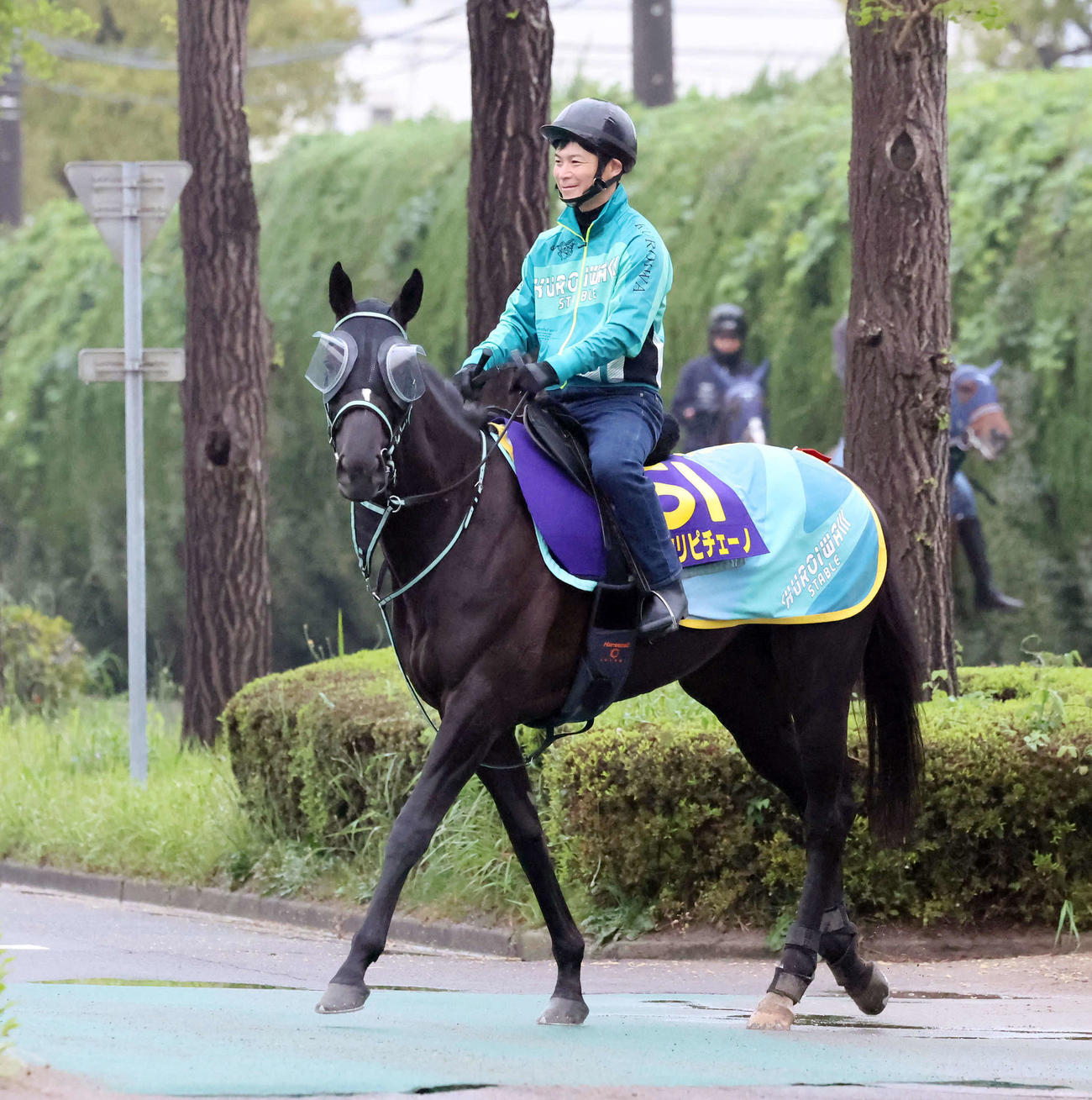 馬場へ向かうアスコリピチェーノ（撮影・丹羽敏通）