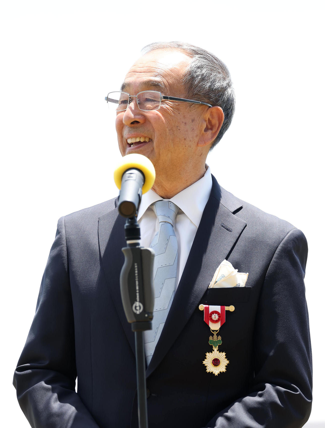 旭日小授章受賞記念セレモニーで思い出を語る橋田満元調教師（撮影・白石智彦）