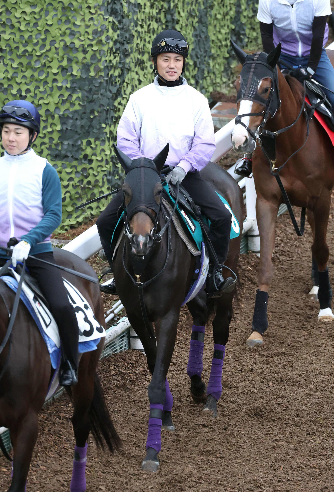 逍遥馬道で運動するマギームーン（撮影・白石智彦）