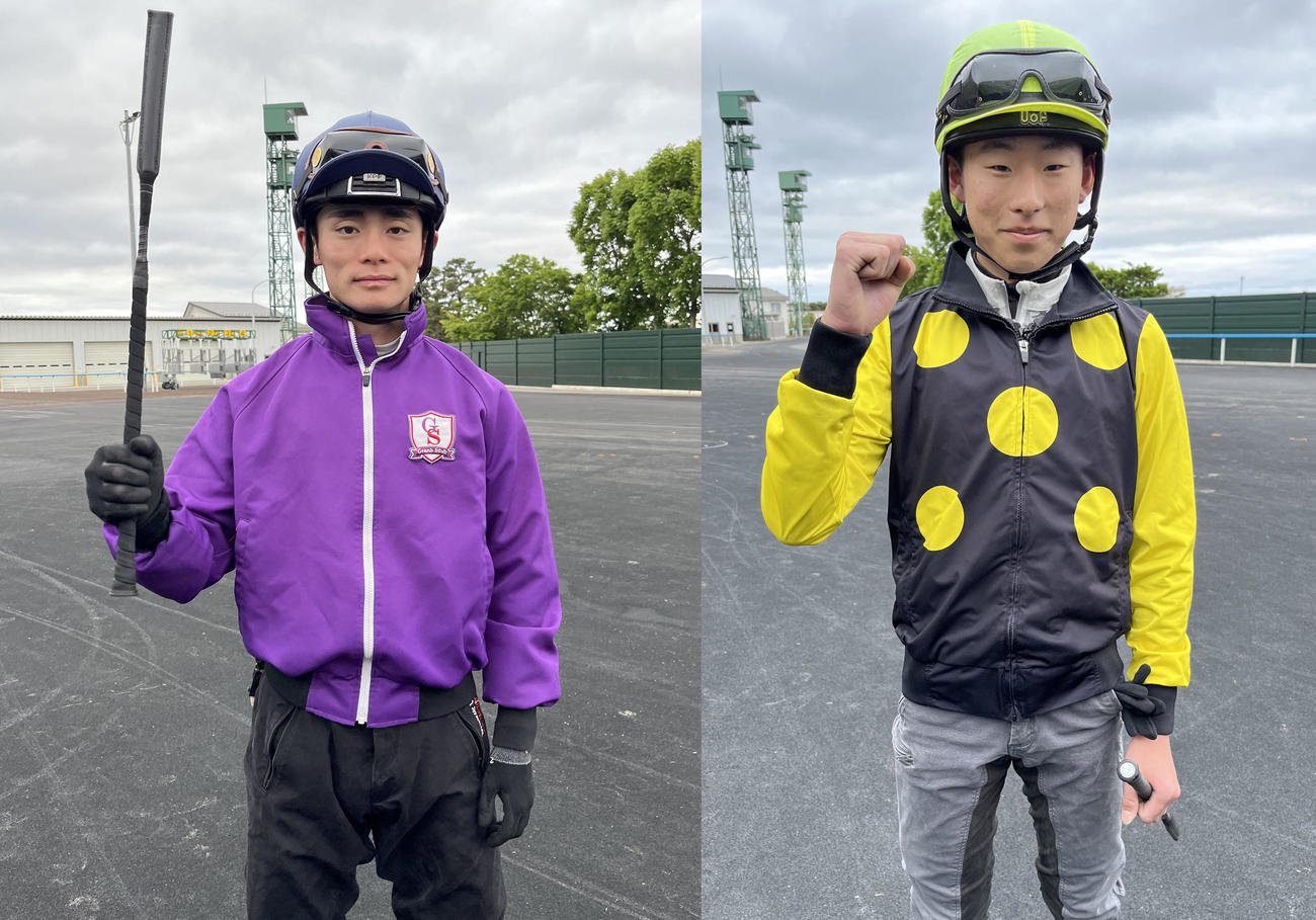 函館参戦の永野猛蔵騎手（左）、高杉吏麒騎手（右）