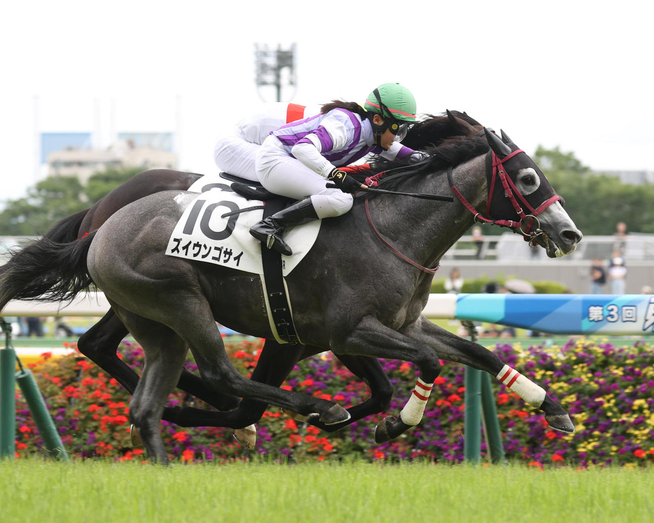 東京4RのズイウンゴサイでJRA初勝利を挙げた大江原比呂騎手（撮影・柴田隆二）