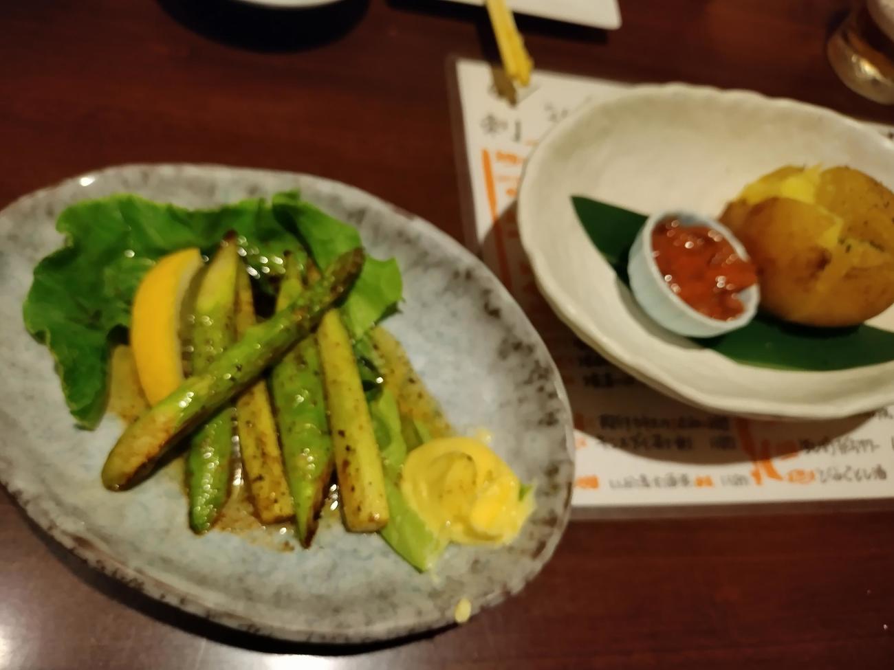 イカの不漁で、函館市内の有名活魚料理店でも活イカは品切れ。アスパラやジャガバターをおいしく頂きました