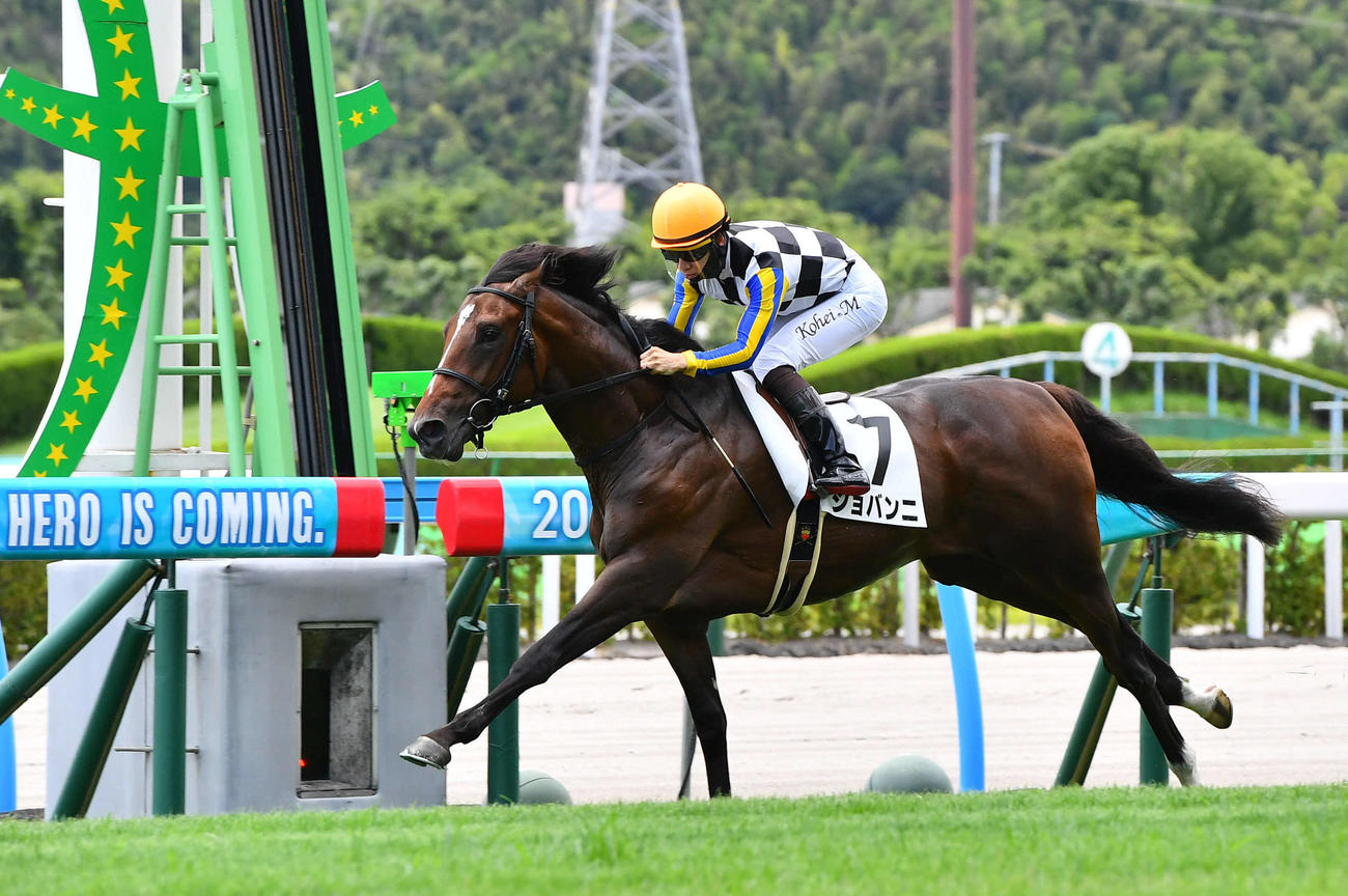 小倉5Rの新馬戦を制したジョバンニと松山騎手（撮影・岩下翔太）