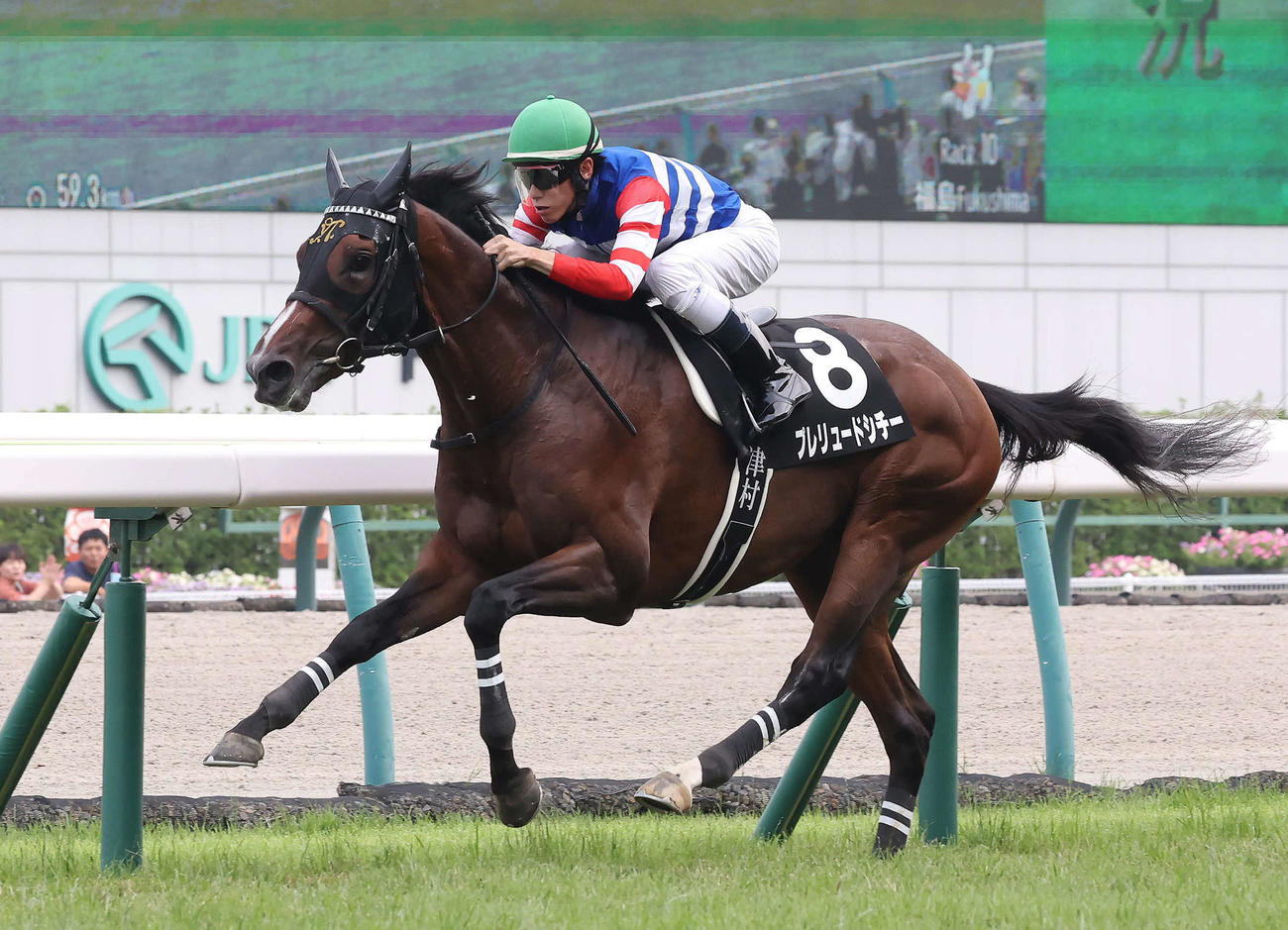 信夫山特別を制したプレリュードシチーと津村騎手（撮影・丹羽敏通）
