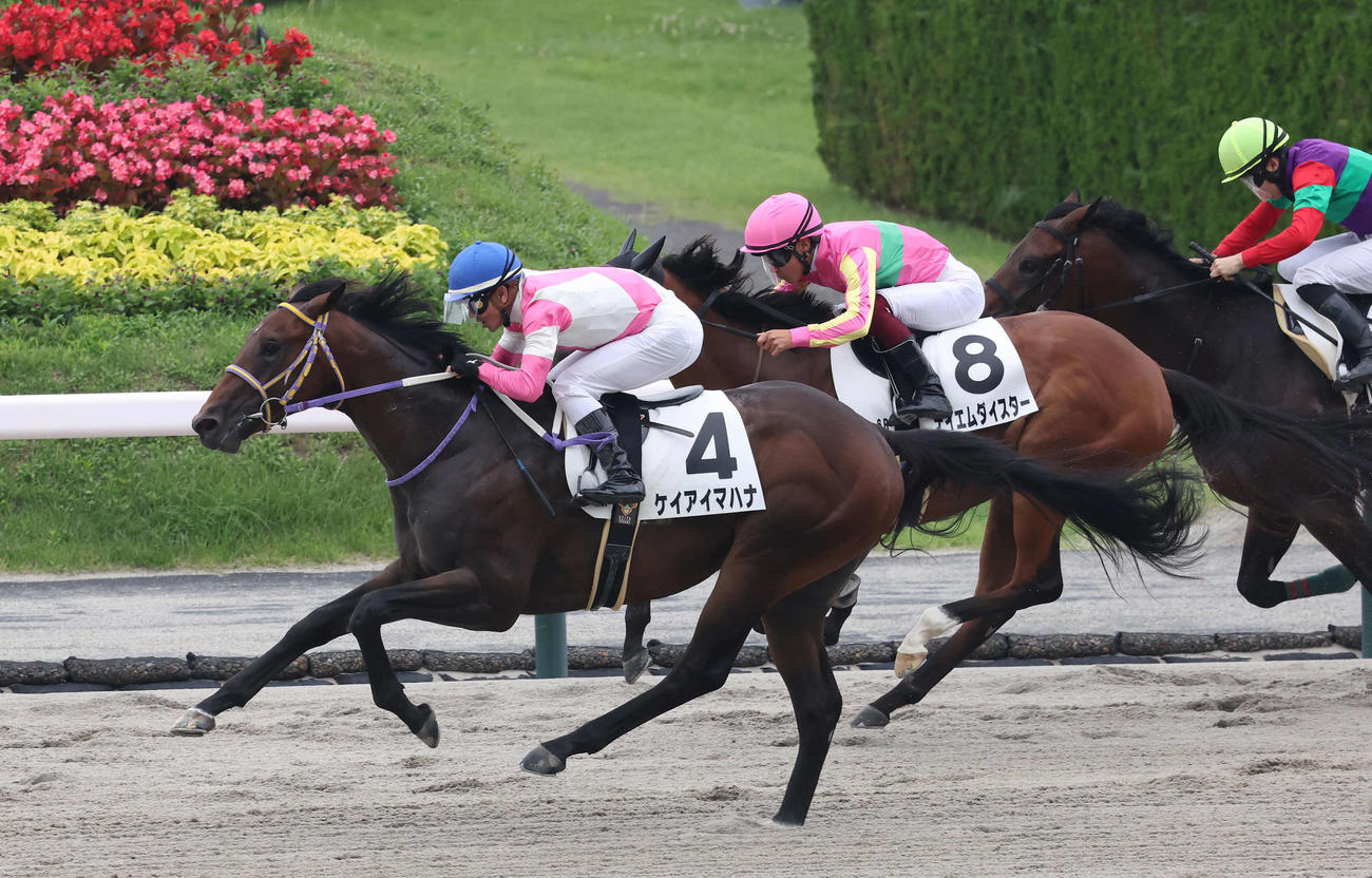 福島6R、2歳新馬戦を制したケイアイマハナと戸崎騎手（撮影・丹羽敏通）