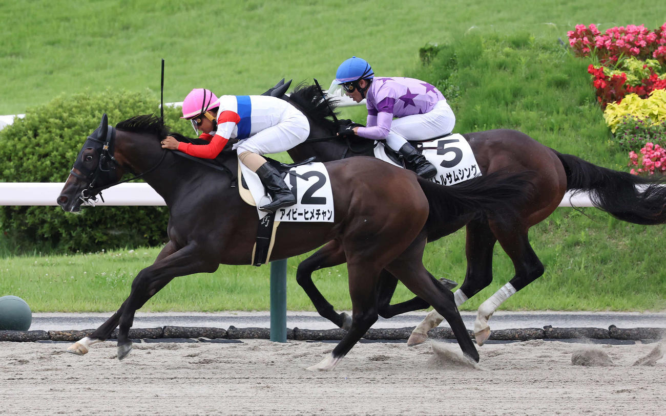 福島1R、2歳未勝利戦を制したアイビーヒメチャンと木幡巧騎手（撮影・丹羽敏通）