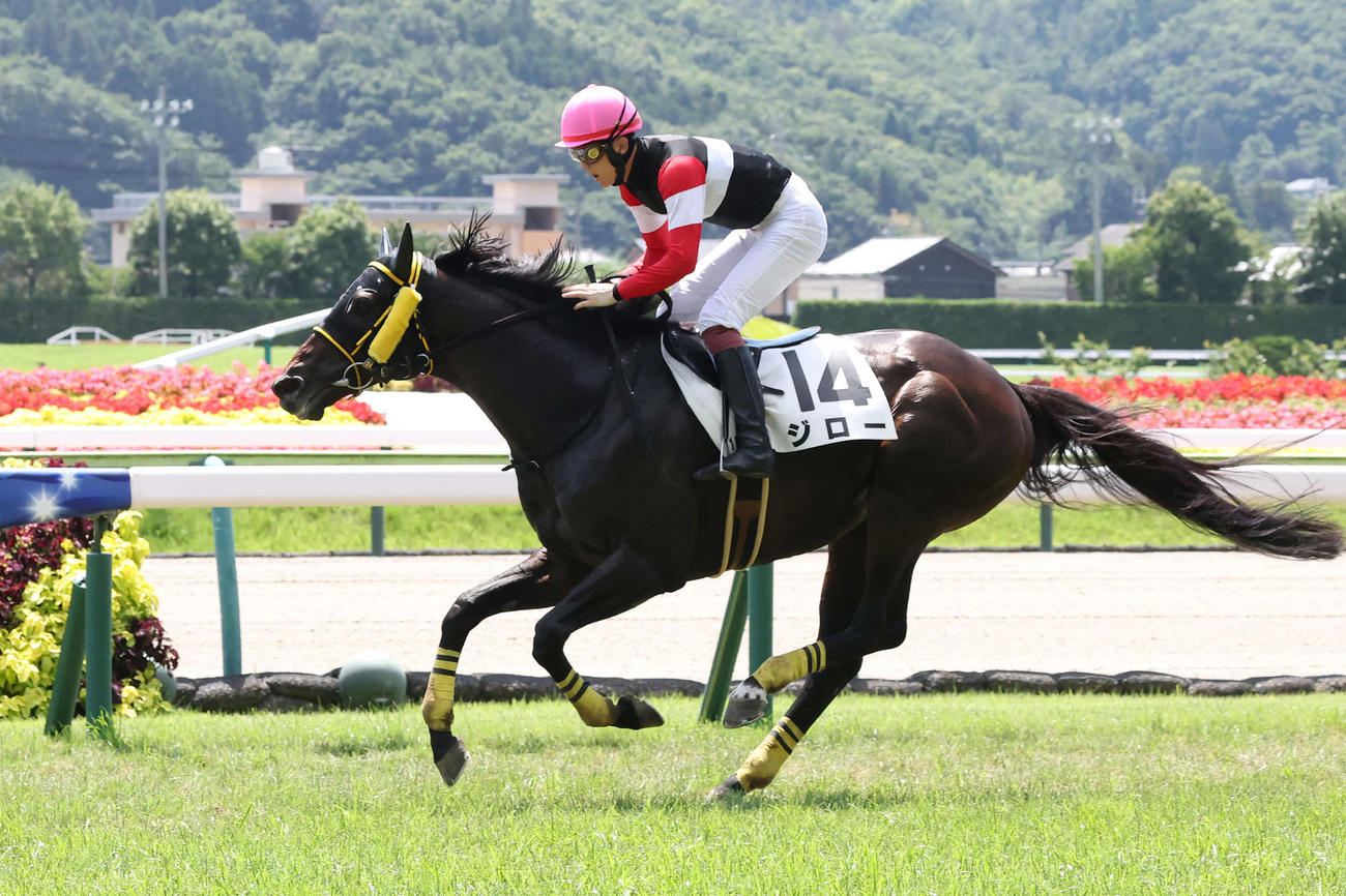 福島1R、障害3歳上未勝利戦を制したジローと小牧加矢太騎手（撮影・丹羽敏通）