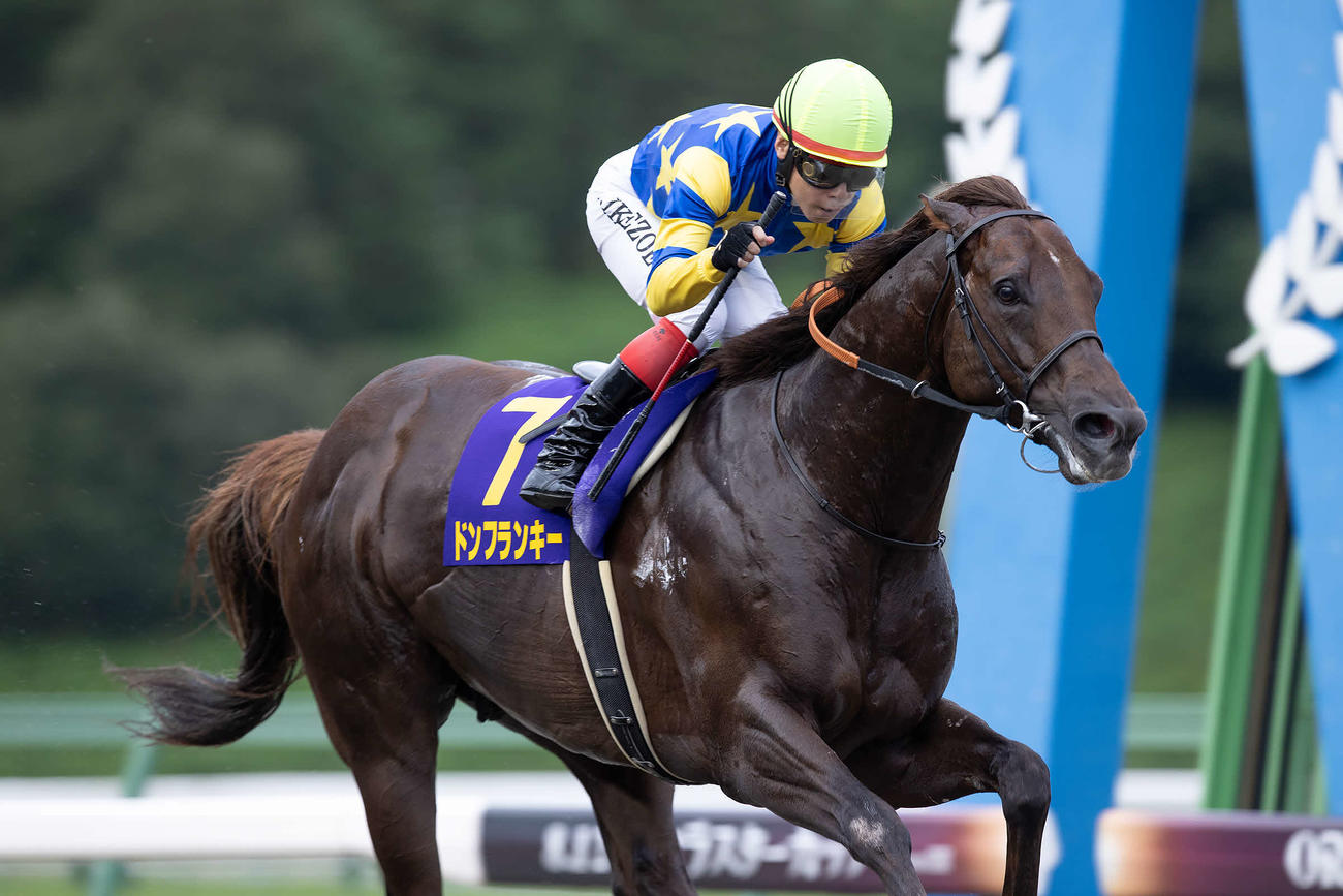 クラスターCを逃げ切ったドンフランキーと池添騎手（岩手県競馬組合提供）