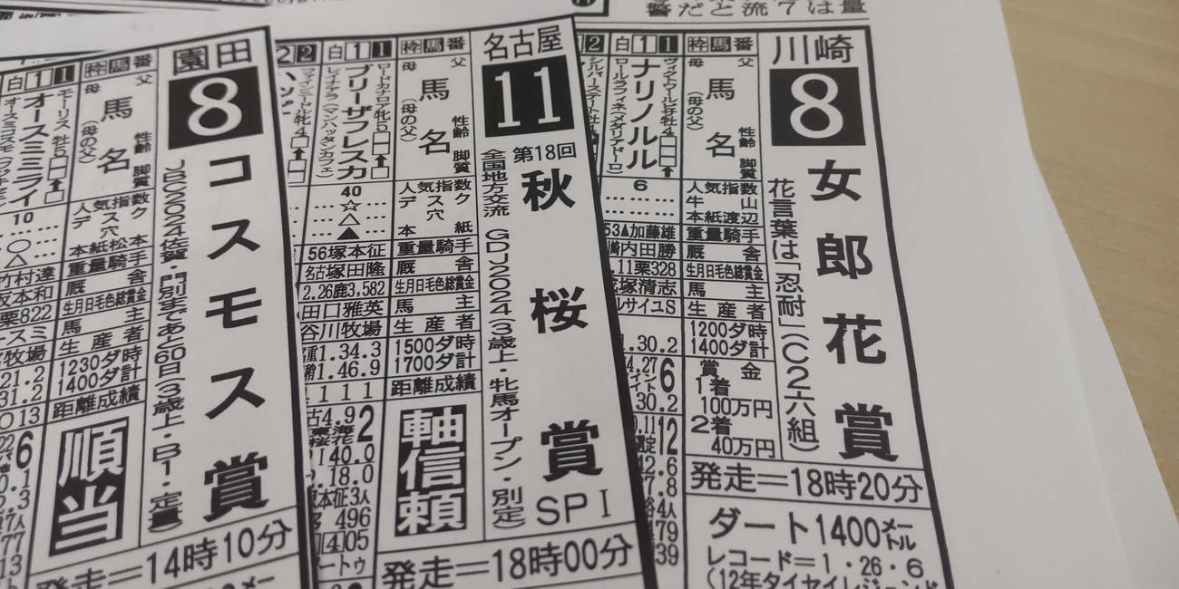 5日の川崎8Rは「女郎花賞」
