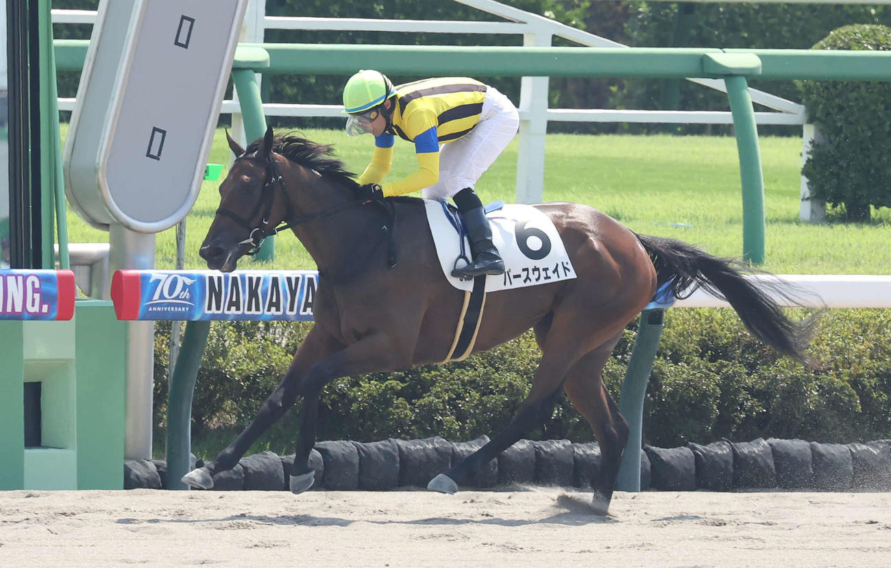 中山3R、2歳未勝利戦を制したパースウェイドとルメール騎手（撮影・丹羽敏通）