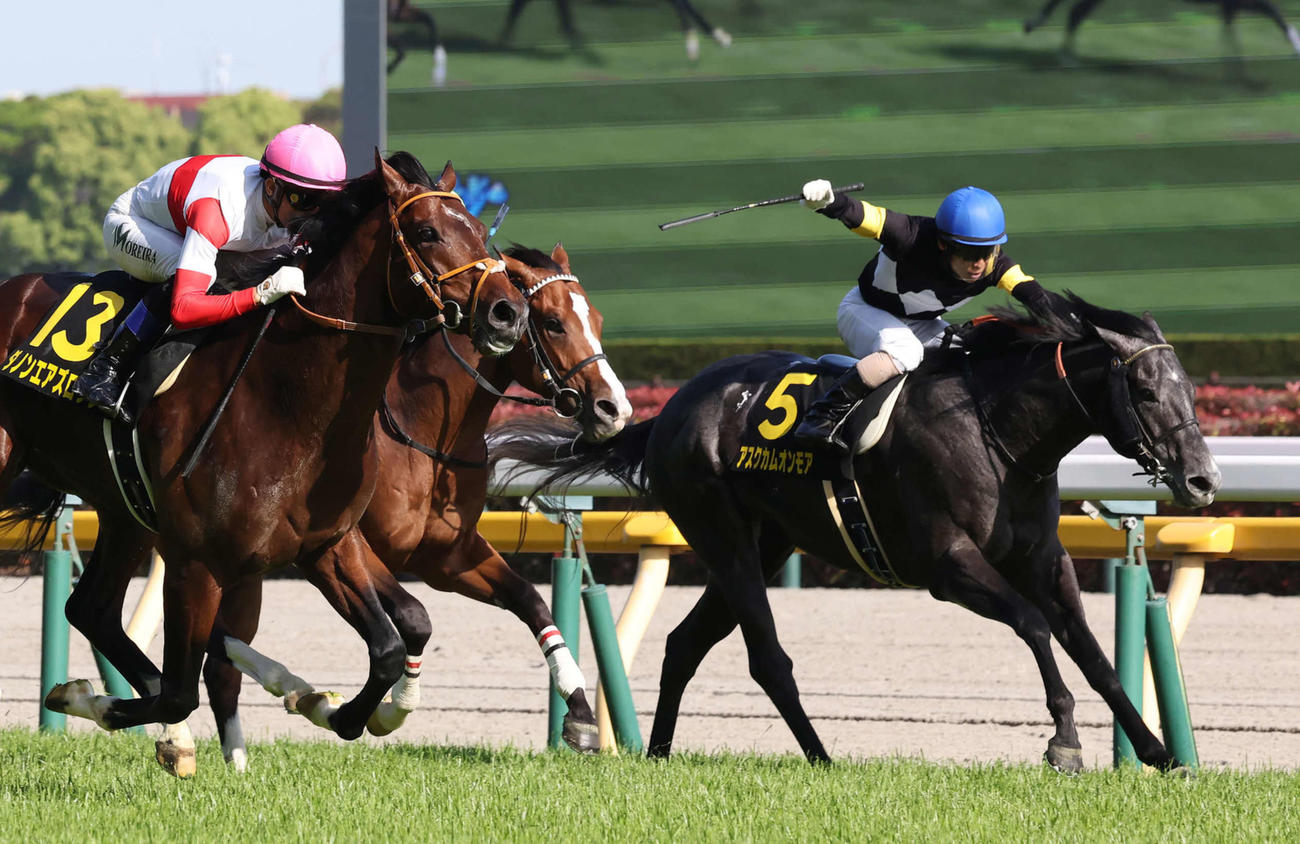 プリンシパルS3着のアスクカムオンモア（右）。手前は勝ったダノンエアズロック