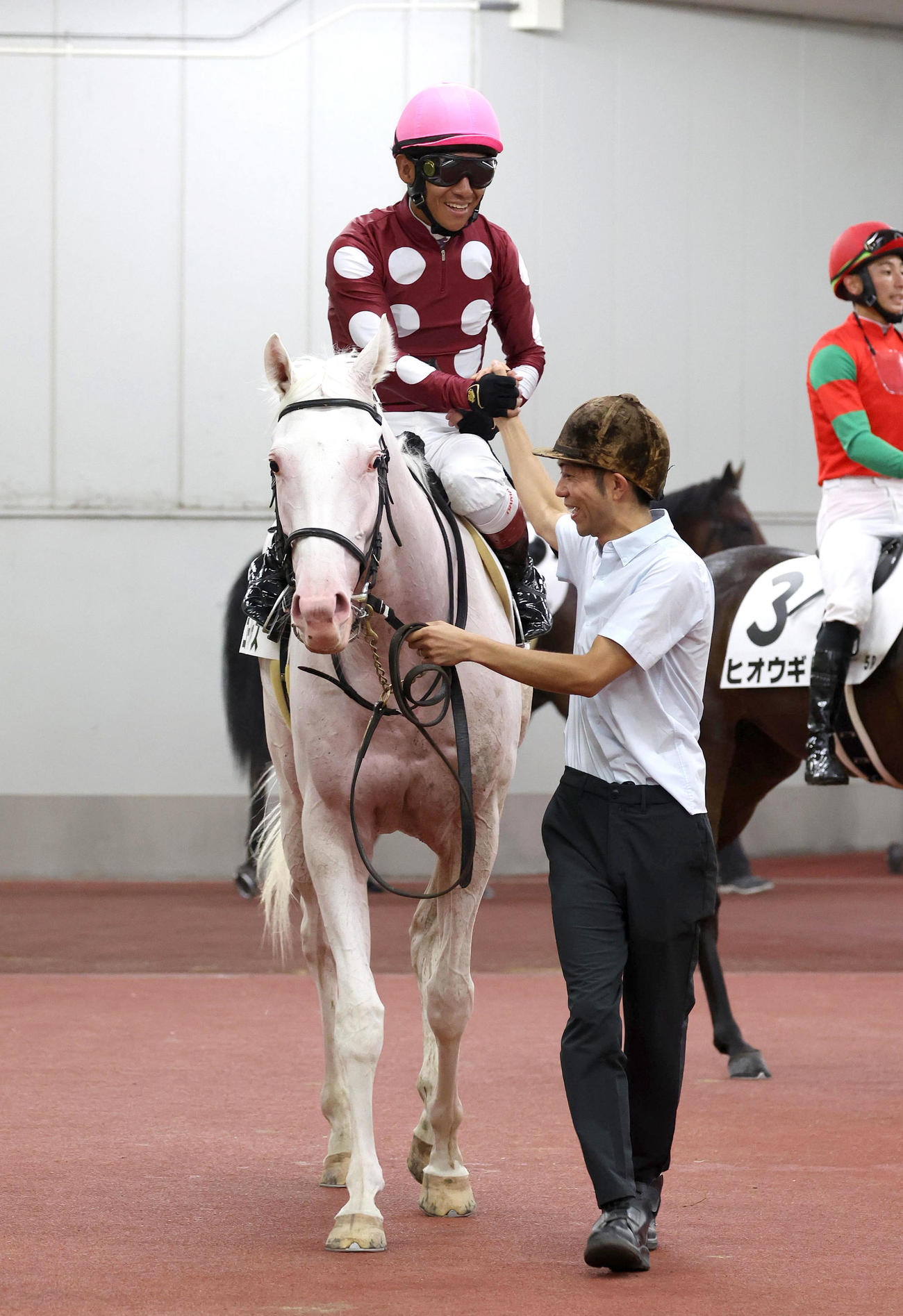 中京5R、新馬戦を制した白毛馬のゴージャス（撮影・白石智彦）
