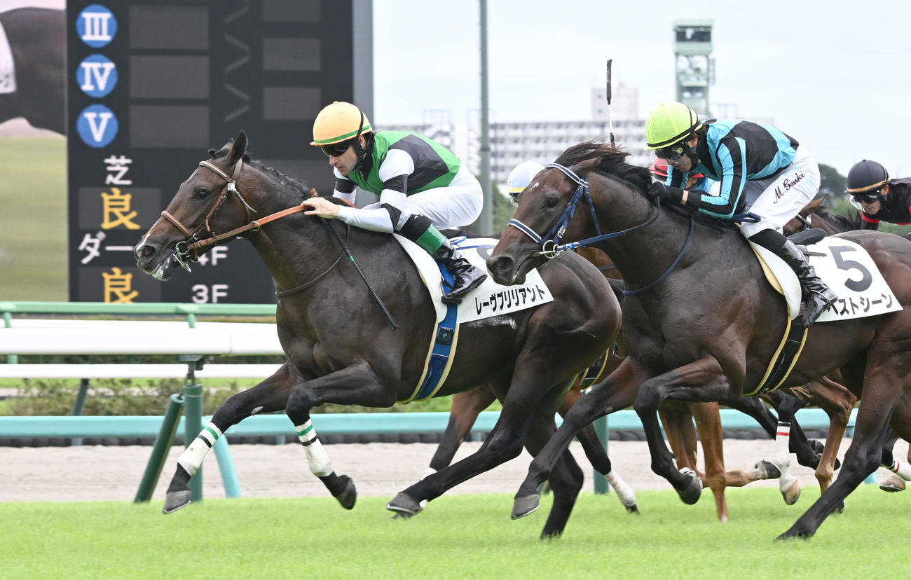 中山5R、2歳新馬戦を制したレーヴブリリアントとルメール騎手（左）（撮影・千葉一成）