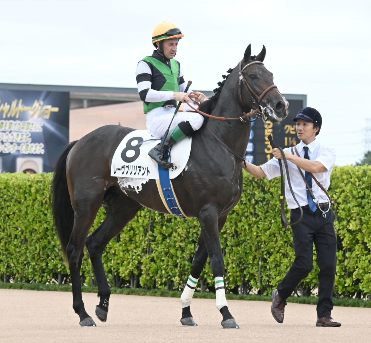 中山5R、2歳新馬戦を制したレーヴブリリアントとルメール騎手（撮影・千葉一成）