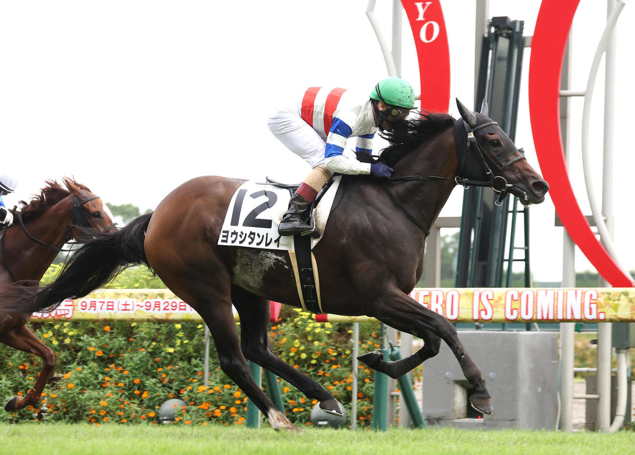 ヨウシタンレイで中京7Rを勝利してJRA通算1300勝を達成したM・デムーロ騎手（撮影・白石智彦）