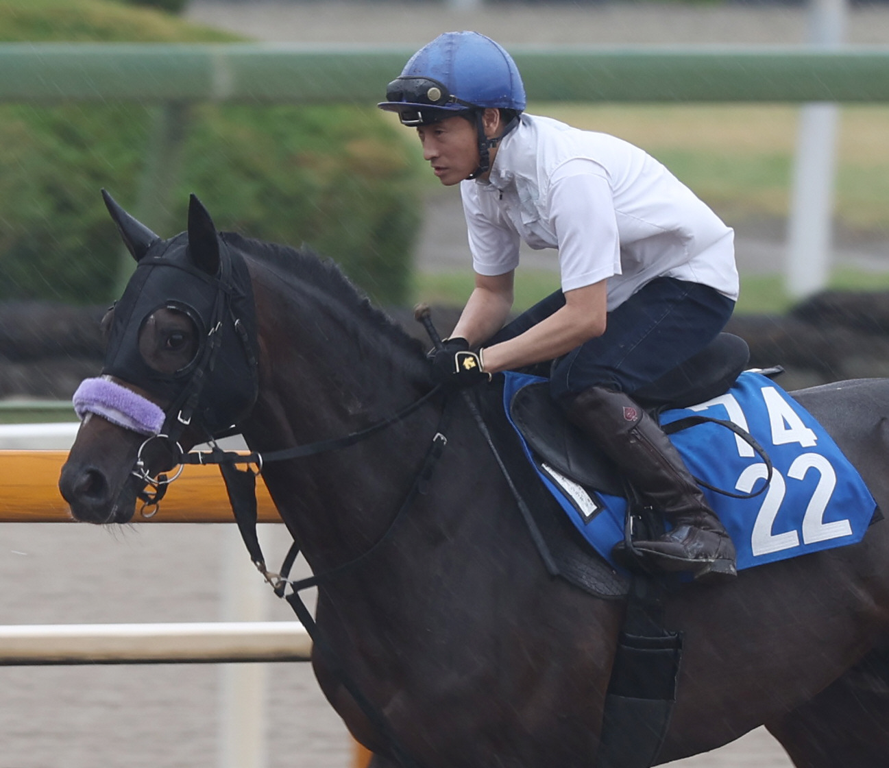 調教に騎乗する吉田隼人騎手