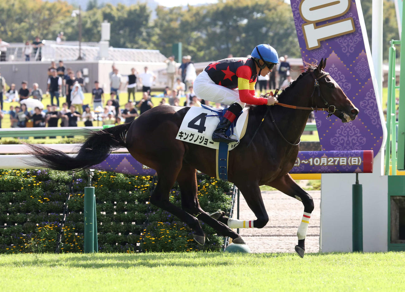 東京5R、2歳新馬戦を制したキングノジョーとルメール騎手（撮影・丹羽敏通）