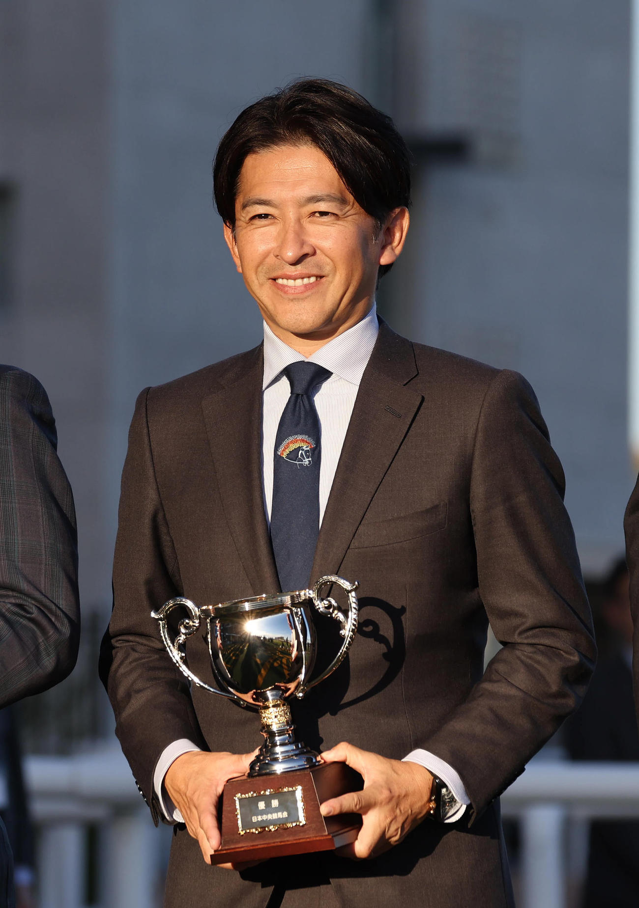 ランフォーヴァウでデイリー杯2歳Sを制し、笑顔を見せる福永師（撮影・白石智彦）