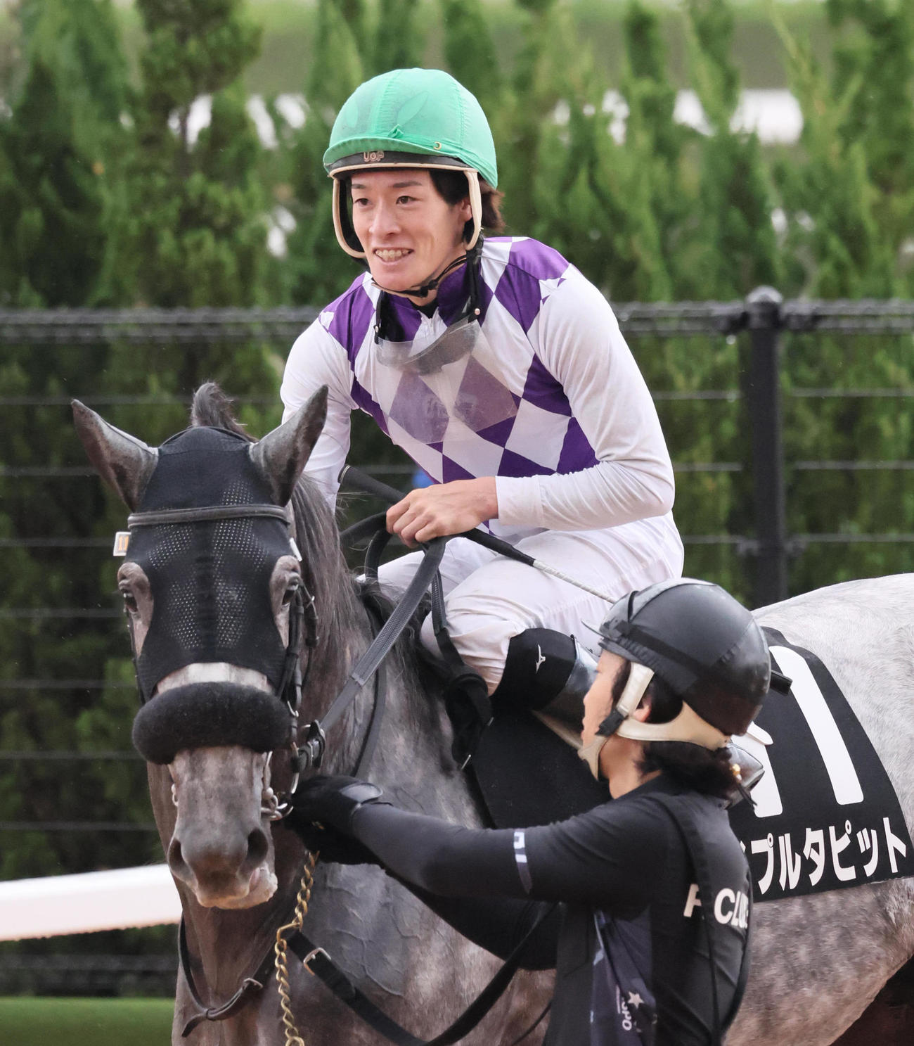 近江特別をメイプルタピットで制し、JRA初勝利を挙げた笠松競馬所属の渡辺竜也騎手（撮影・宮崎幸一）