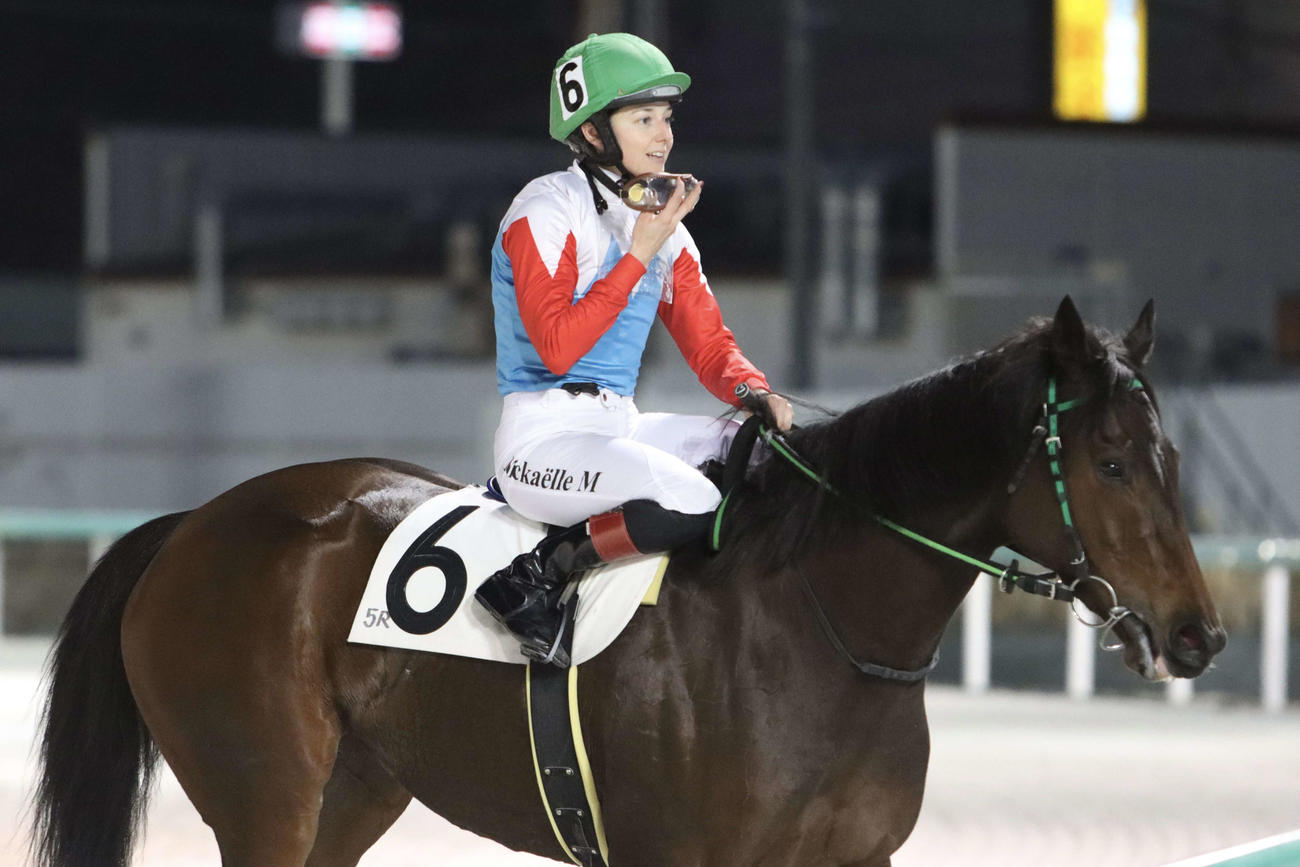 プラタナススプリントをフブキで制し、今回の短期免許での17勝目を挙げたM・ミシェル騎手