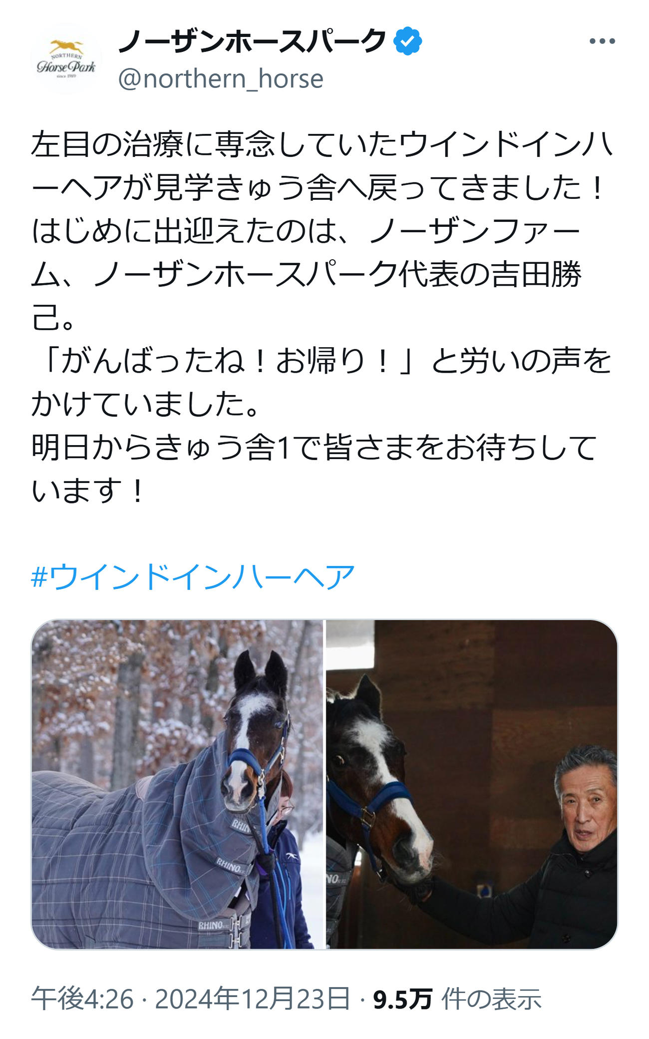 ノーザンホースパークのXから