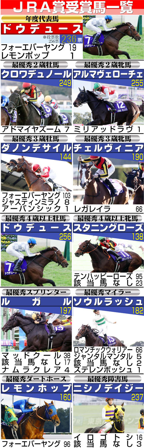 JRA賞】最優秀3歳牡馬はダノンデサイル！ フォーエバーヤングに41票差