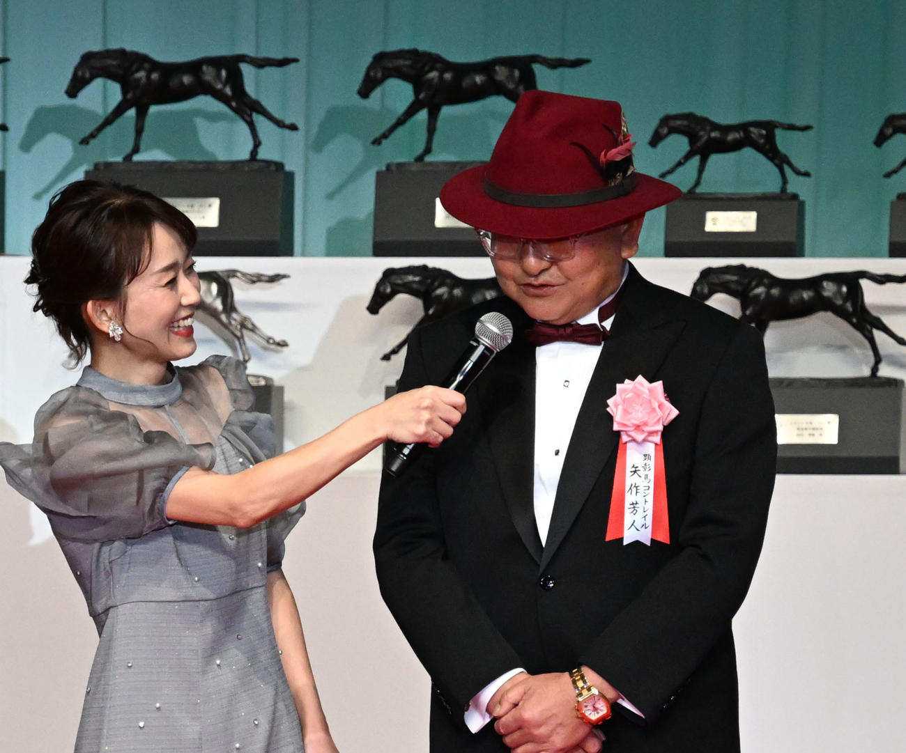 コントレイルがJRA顕彰馬に選出され喜びを語る矢作師（撮影・千葉一成）
