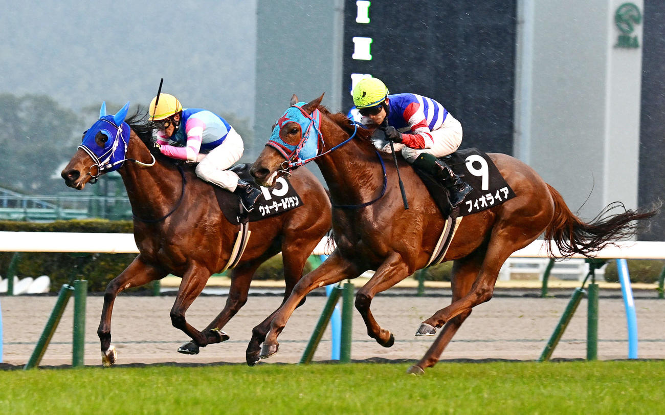 小倉11R　ゴール前で差し切り巌流島Sを制するフィオライア（右）（撮影・和賀正仁）