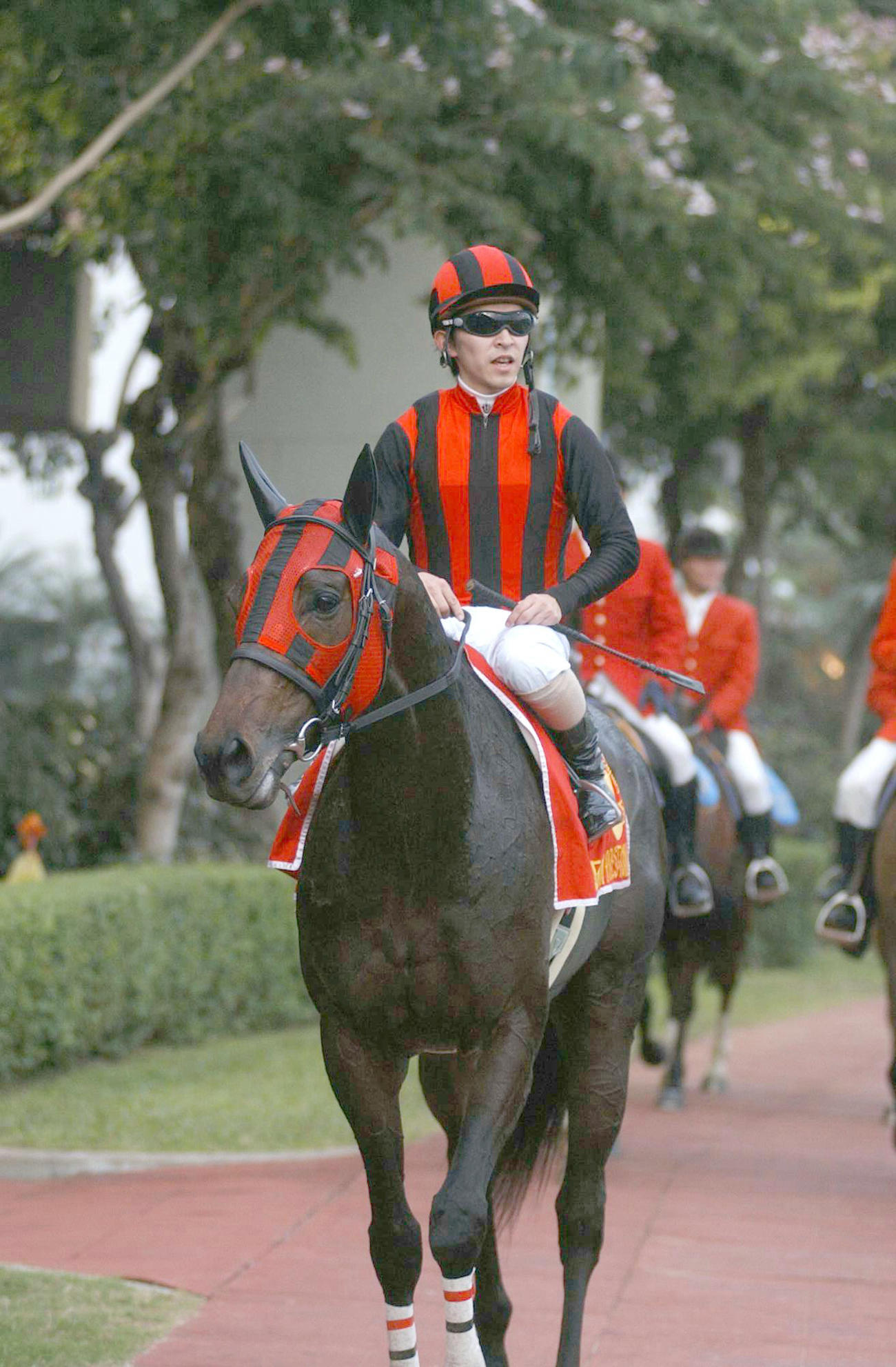 香港G1・3連覇にならなかったエイシンプレストンと福永騎手（2002年12月15日撮影）