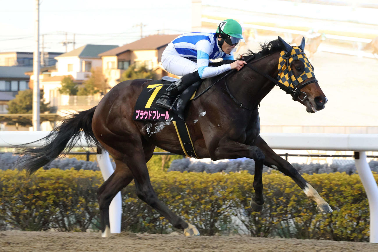 2着に1馬身半差の逃げ切りで桜花賞を制したプラウドフレールと張田昂騎手