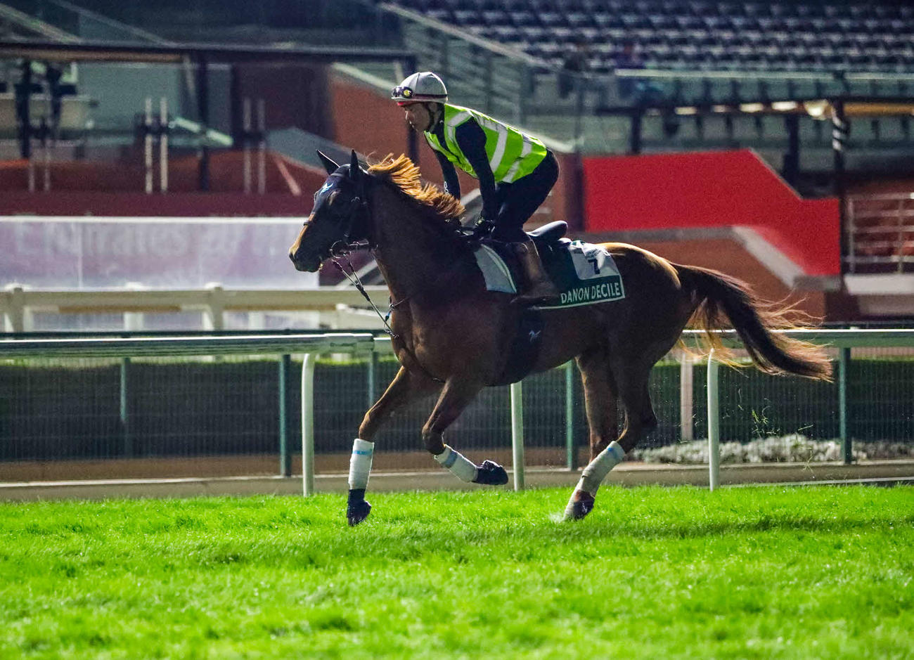 メイダン競馬場で調整するダノンデサイル（C）Dubai Racing Club