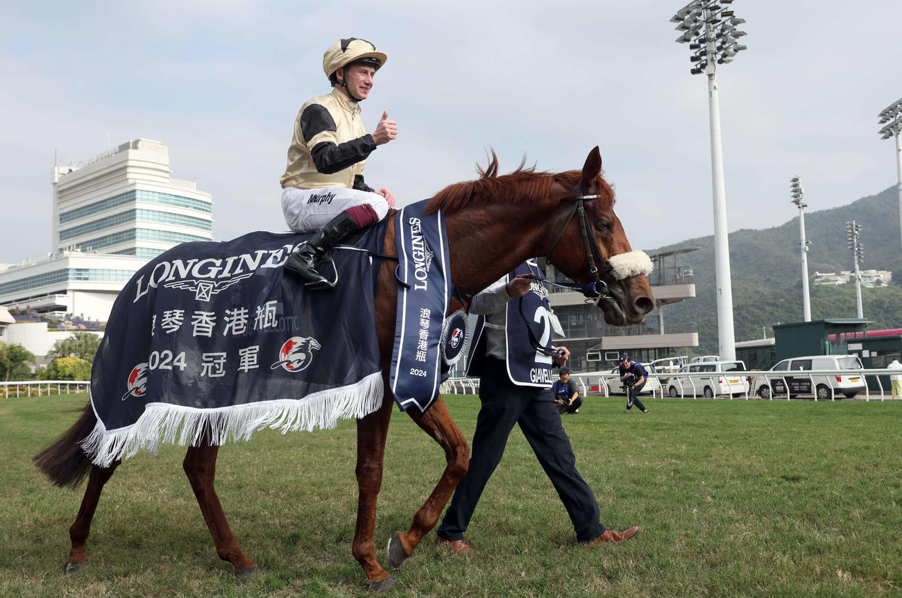 香港ヴァーズを制したジアヴェロットとマーフィー騎手（C）The Hong Kong Jockey Club