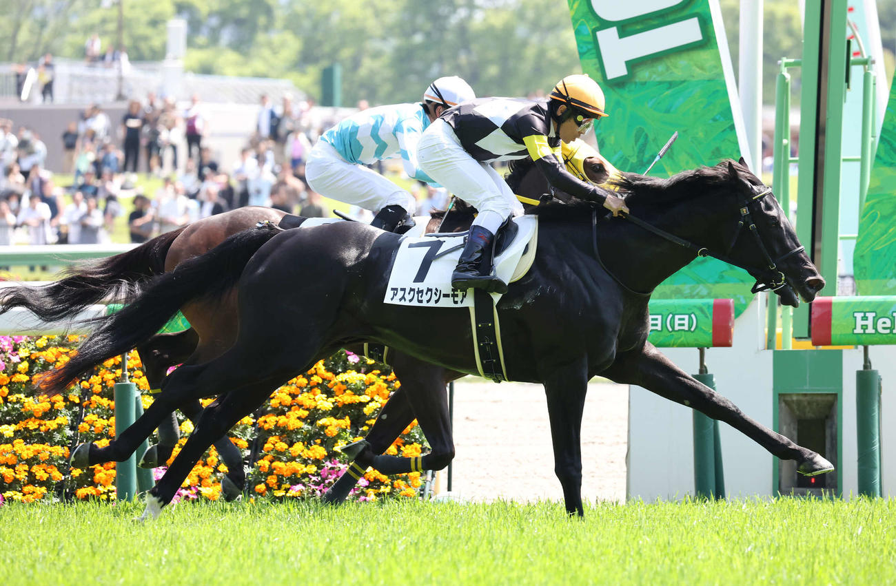 東京6R、3歳1勝クラスを制したアスクセクシーモアと戸崎騎手（撮影・丹羽敏通）