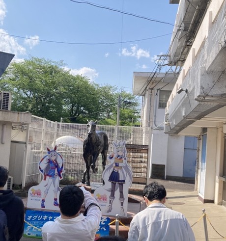 「ウマ娘」コラボイベントが開催されている笠松競馬場の場内（撮影・太田尚樹）
